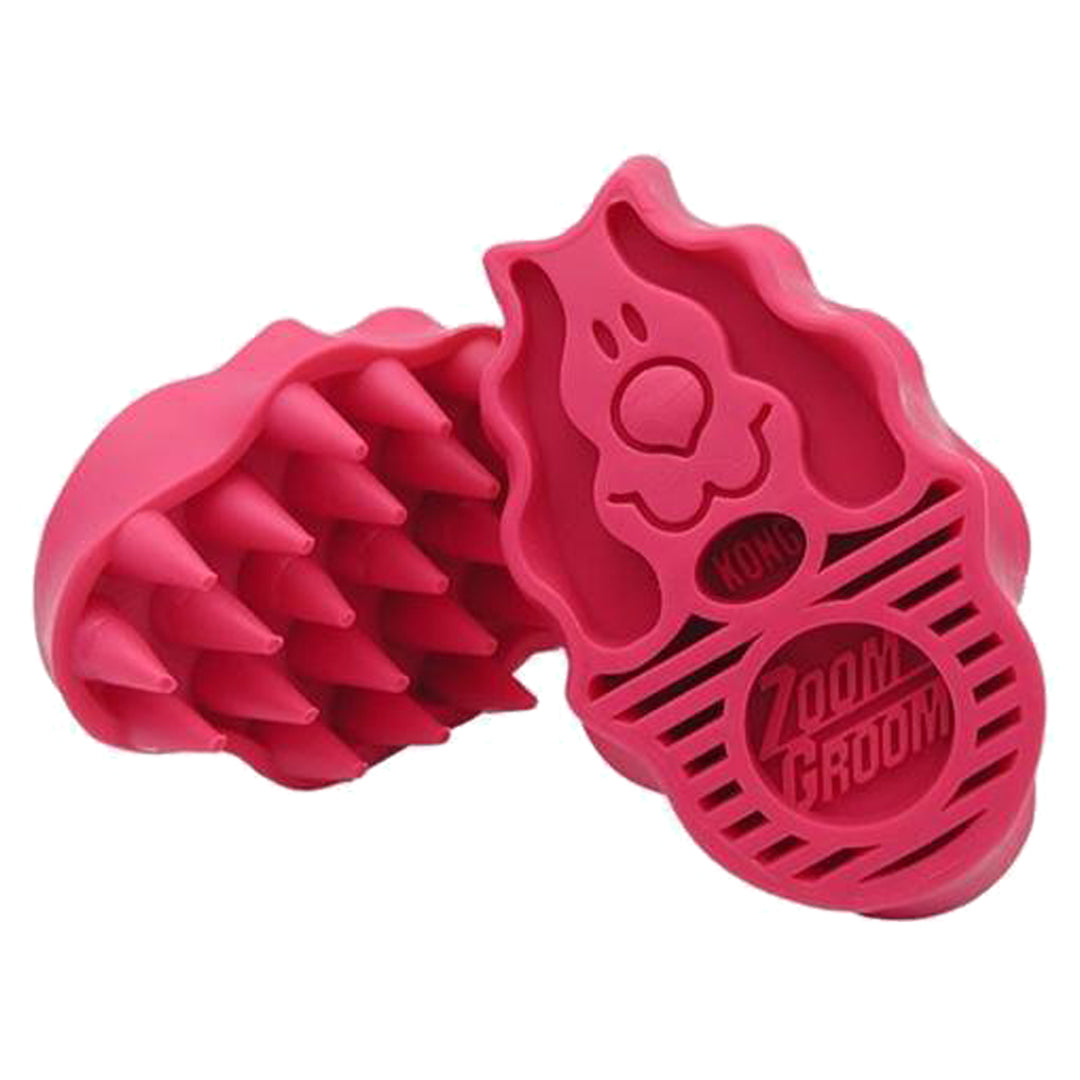 Kong Zoom Groom Dog Grooming Brush Raspberry Pet Accessories Warehouse